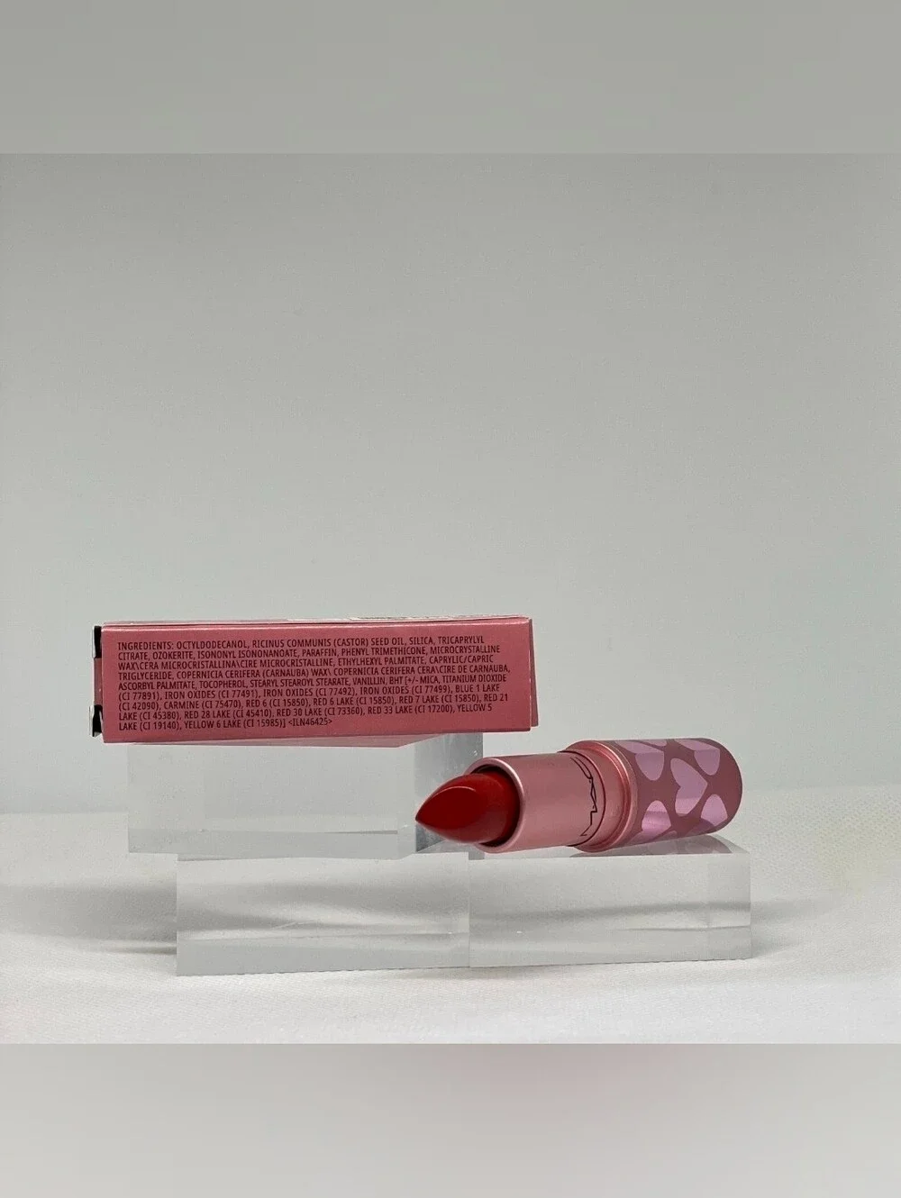 NIB Mac Matte Lipstick CHILI - Limited Edition Pink Heart Tube 0.1 Oz/3g